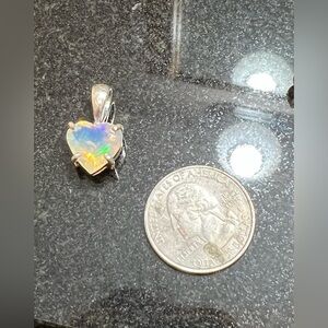 Opal heart pendant in sterling silver